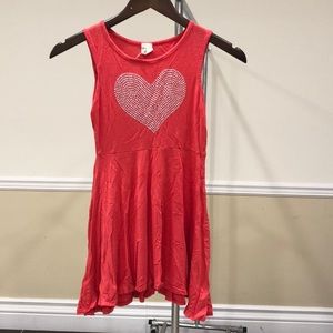 Girls Red Heart Sleeveless Dress